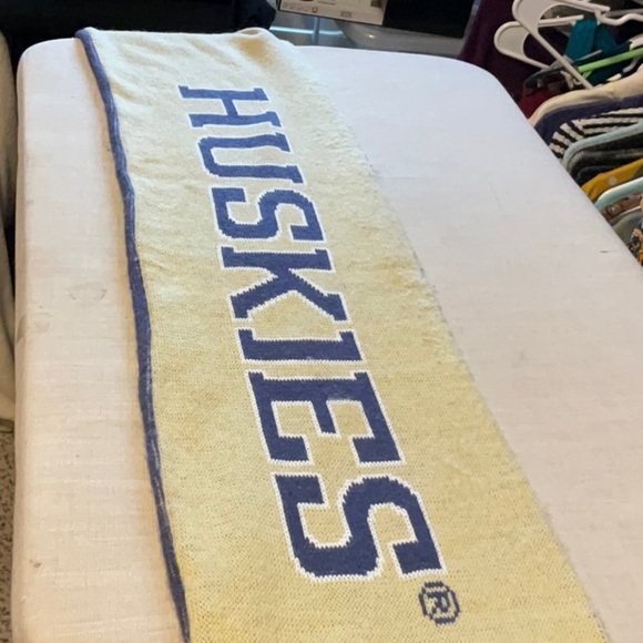 Gold and Purple Knit Scarf with Fringe - Picture 4 of 7